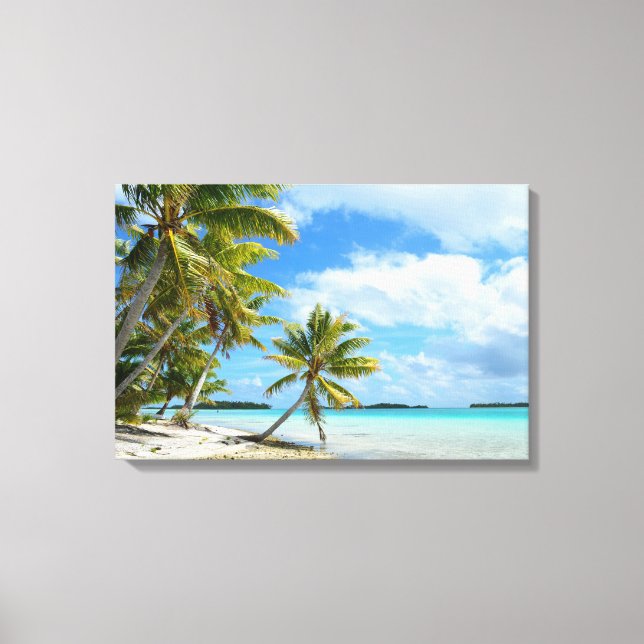 Tropical palm beach canvas print (Front)