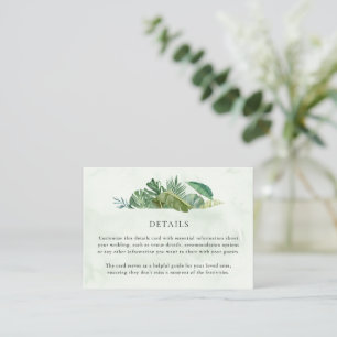 Tropical Palm Beach Destination Wedding Enclosure Card