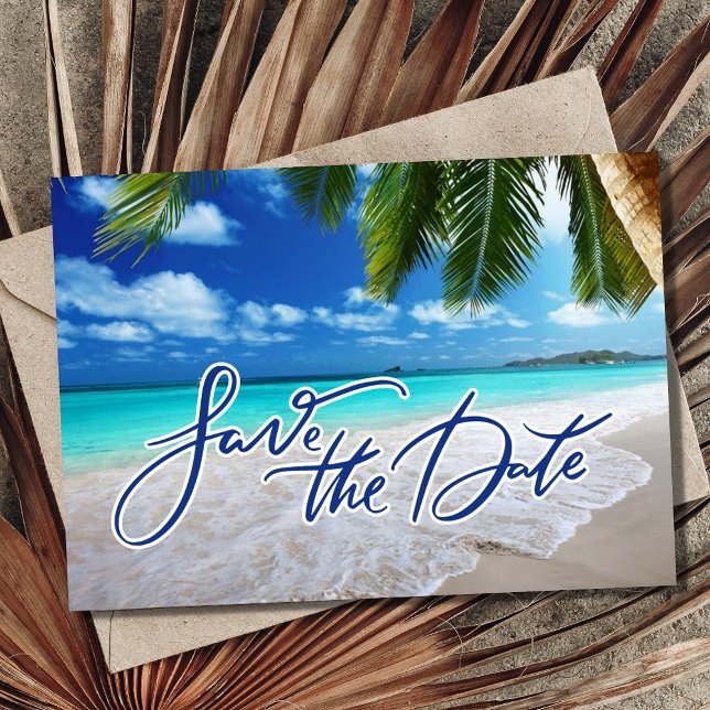 Tropical Palm Beach Destination Wedding Photo  Save The Date (Tropical Palm Beach Destination Wedding Photo Save The Date)