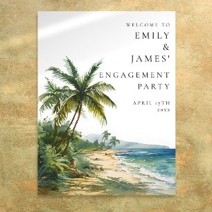 Tropical Palm Beach Engagement Party Welcome Sign