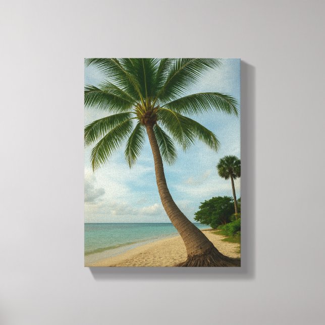 Tropical Palm Beach Paradise Canvas Art Print (Front)