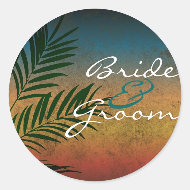 Tropical Palm Beach Wedding Envelope Seal (Front)