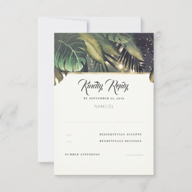 Tropical Palm Beach Wedding RSVP (Front)