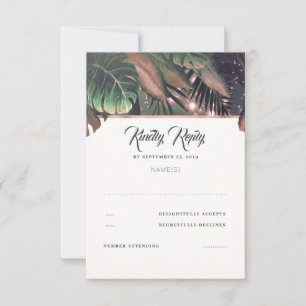Tropical Palm Beach Wedding RSVP Card