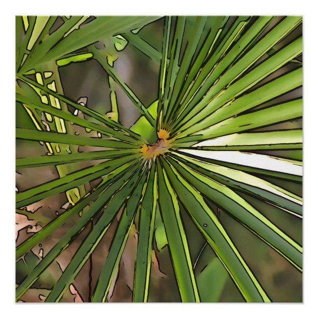 Tropical Palm Black Outline Art Poster (Front)