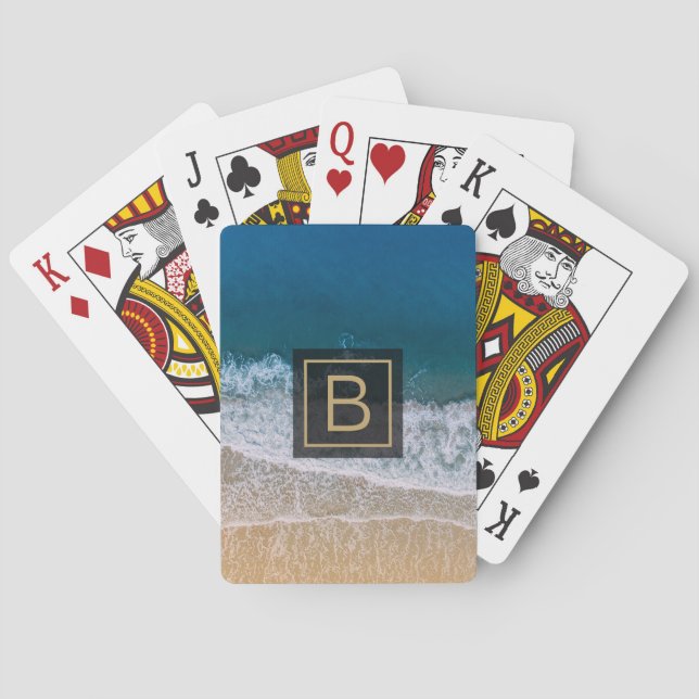 Tropical Palm Coast Florida Sandy Beach Typography Playing Cards (Back)