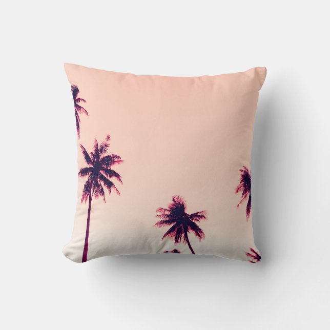Tropical palm coconut trees on sunset sky nature b cushion (Front)