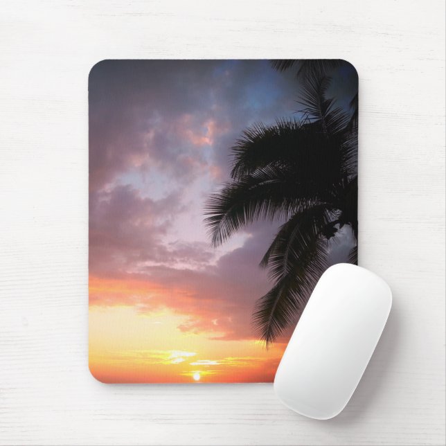 Tropical palm dreamy sunset         mouse pad (With Mouse)