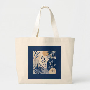 Tropical Palm Foliage Navy Elegant Tote Bag