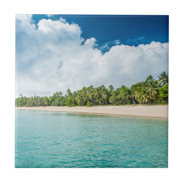 Tropical Palm Fringed Beach Tile (Front)