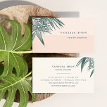 Tropical Palm Frond Colorblock Business Card<br><div class="desc">Chic tropical business cards feature a colorblock stripe background in icy greyed aqua with a cluster of jasper green palm tree leaves blooming from the corner. Personalise with your name and business name, title or occupation. Add your full contact details to the back in a chic mix of modern sans...</div>