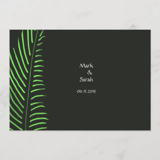 Tropical Palm Frond Green & Black Wedding Invitati Invitation