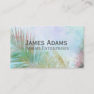 tropical palm frond watercolor design nature art business card
