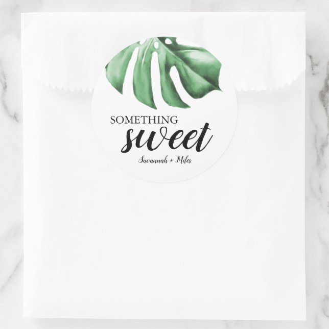 Tropical Palm Greenery Something Sweet Classic Round Sticker (Bag)