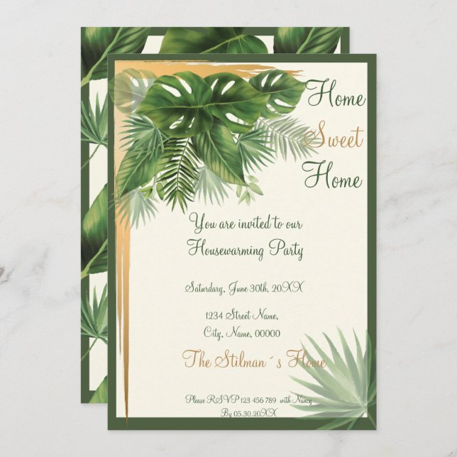 Tropical Palm Housewarming Party Invitation (Front/Back)