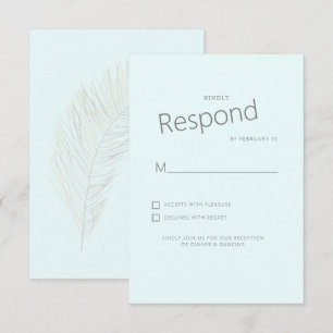 Tropical Palm Ice Blue Wedding RSVP Card