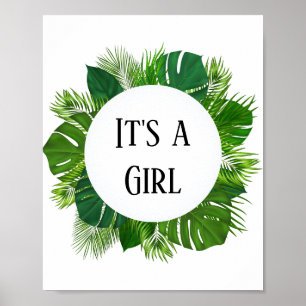 Tropical Palm It’s a Girl Shower Sign
