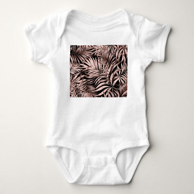 Tropical Palm: Jungle Floral Pattern. Baby Bodysuit (Front)