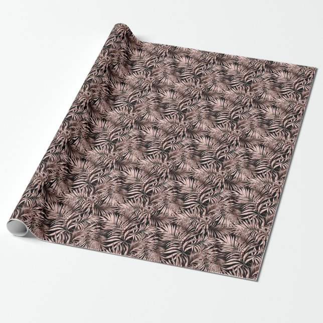 Tropical Palm: Jungle Floral Pattern. Wrapping Paper (Unrolled)