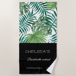 Tropical Palm Leaf Bachelorette Weekend Beach Towel