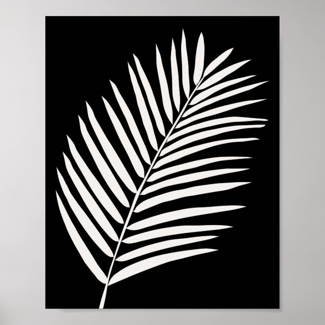 Tropical Palm Leaf Black Poster (Front)