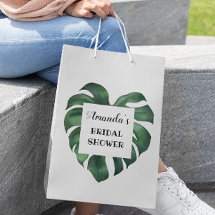Tropical palm leaf Bridal shower Medium Gift Bag