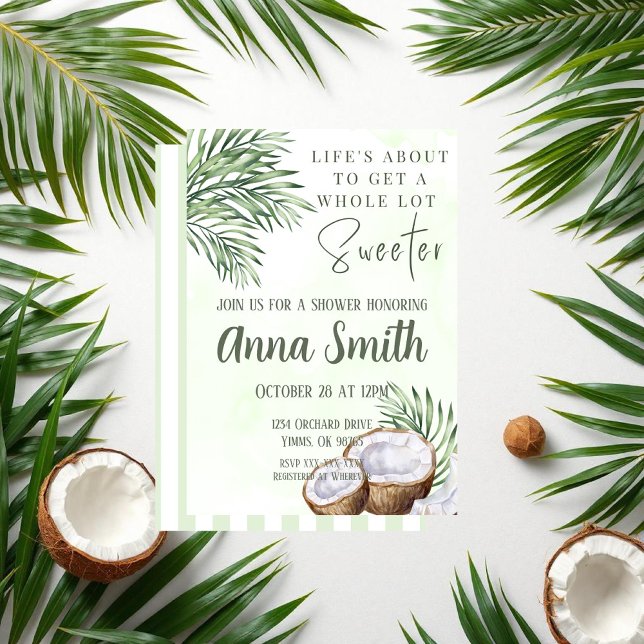 Tropical Palm Leaf & Coconut Shower Invitation (Creator Uploaded)