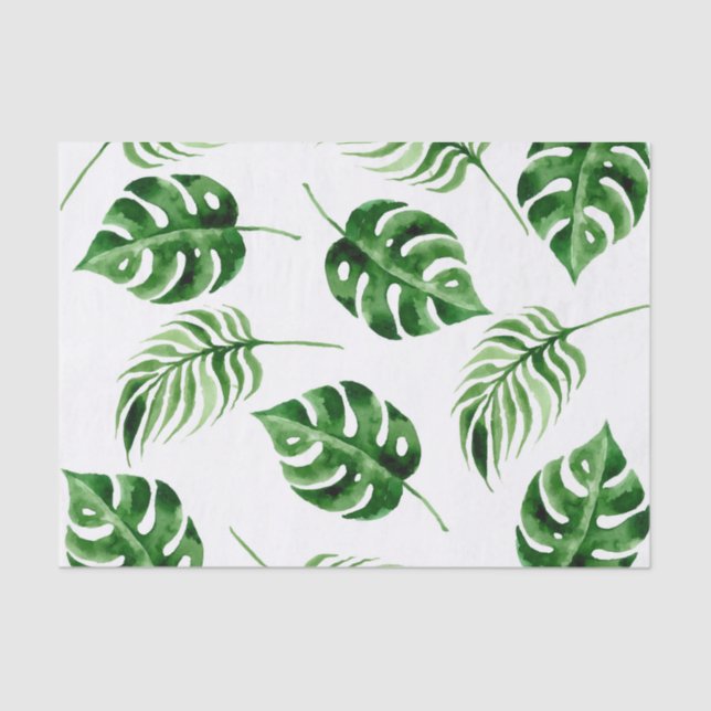 Tropical Palm Leaf Destination Wedding Tissue Paper (Front)