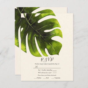 Tropical Palm Leaf Elegant Modern Wedding RSVP Invitation