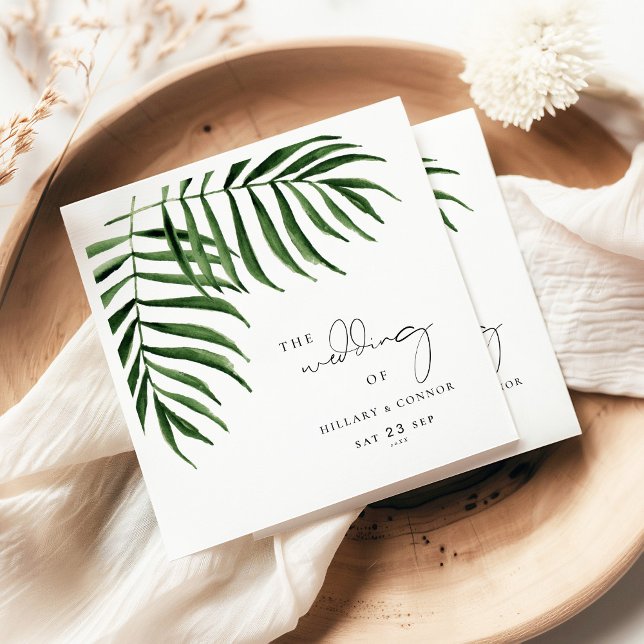 Tropical Palm leaf elegant wedding Napkin (Creator Uploaded)