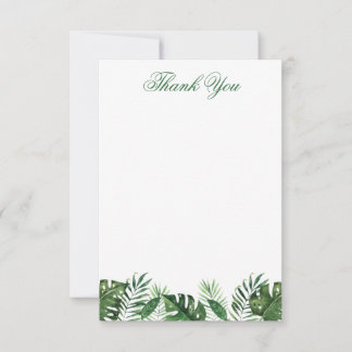 Tropical Palm Leaf Flat Thank You Card