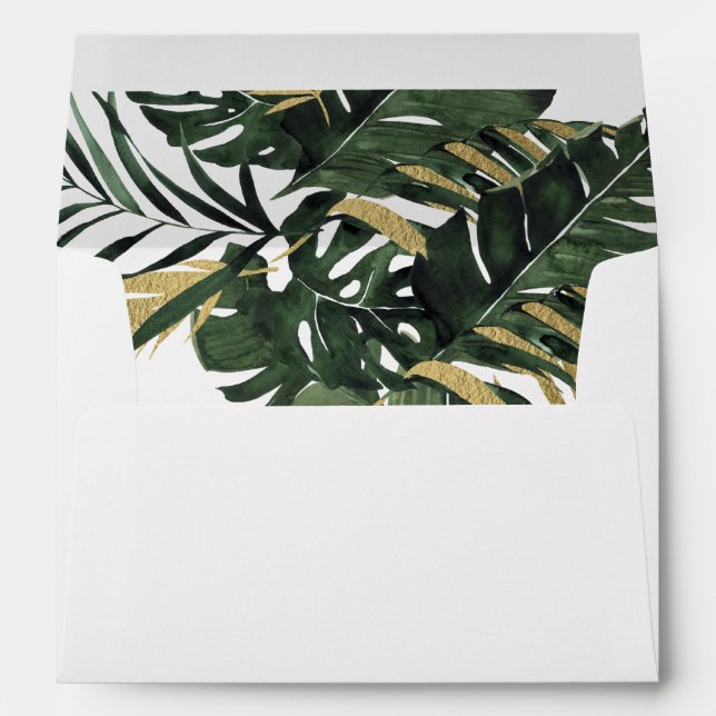 Tropical Palm Leaf Gold 3 Envelope (Back (Bottom))