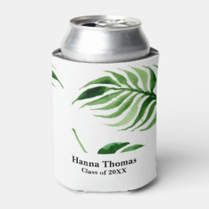 Tropical Palm Leaf Graduation Can Cooler