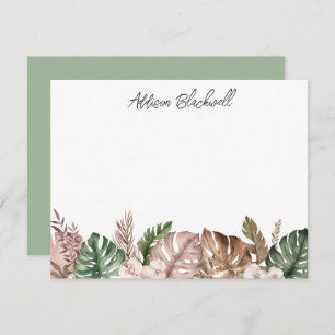 Tropical Palm Leaf Green Blush Pink Card