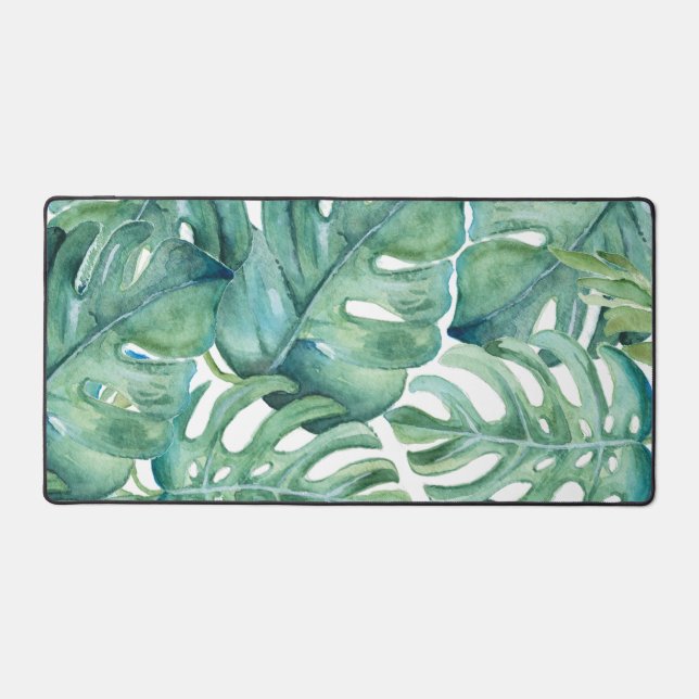 Tropical Palm Leaf Greenery Cute Desk Mat (Front)
