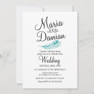 Tropical Palm Leaf Illustration Wedding Invitation