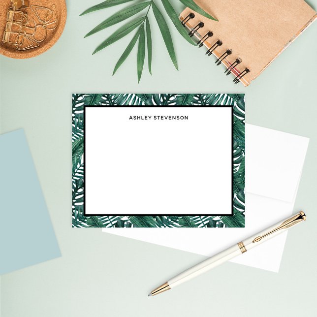 Tropical Palm Leaf Landscape Monogram Card (Creator Uploaded)
