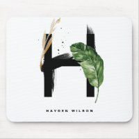 Tropical Palm Leaf Letter H Monogram Personalised
