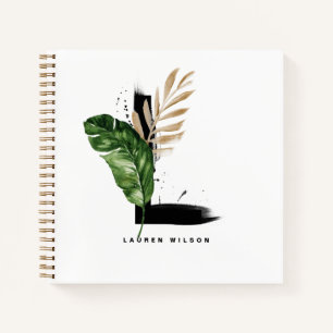 Tropical Palm Leaf Letter L Monogram Personalised Notebook