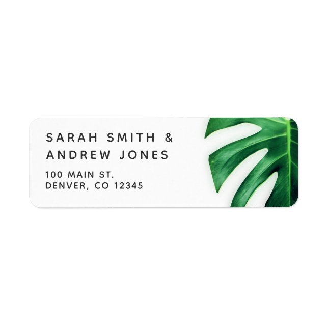 Tropical Palm Leaf Minimalist Address Label (Front)