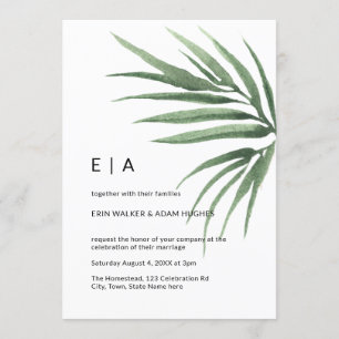 Tropical Palm Leaf Minimalist Greenery Invitation
