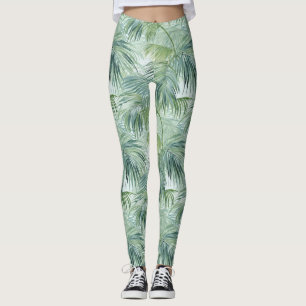 Tropical Palm Leaf Pattern All-Over-Print Leggings