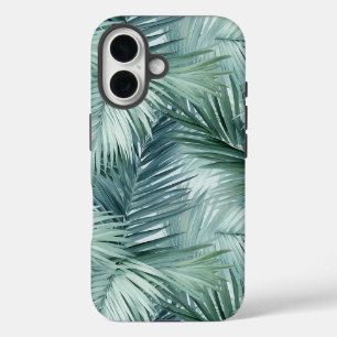 Tropical Palm Leaf Pattern Tough iPhone 16 Case