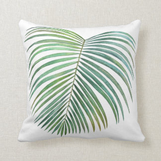 Tropical Palm Leaf Print, Watercolor Cushion
