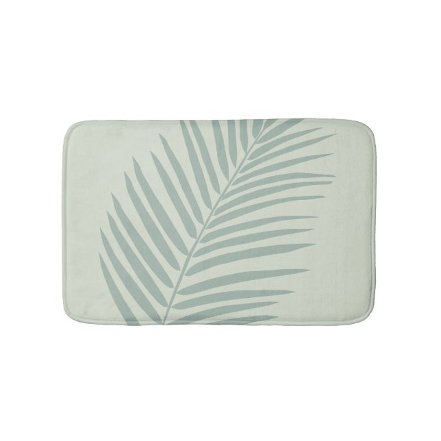 Tropical Palm Leaf Sage Green Bath Mat (Front)