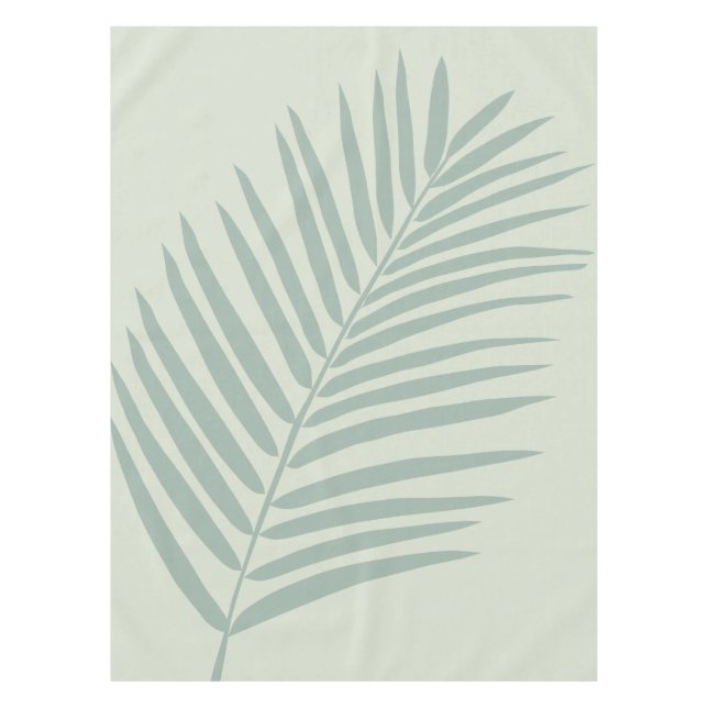 Tropical Palm Leaf Sage Green Tablecloth (Front)