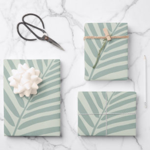 Tropical Palm Leaf Sage Green Wrapping Paper Sheet