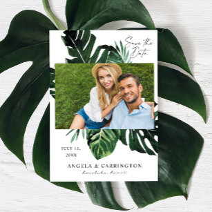 Tropical Palm Leaf Save the Date Photo