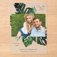 Tropical Palm Leaf Save the Date Photo