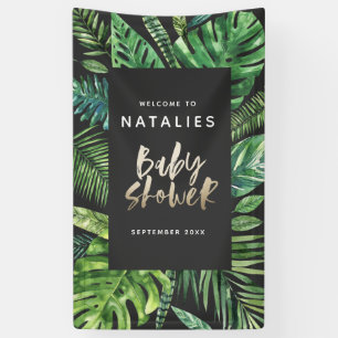 Tropical palm leaf & script baby shower banner